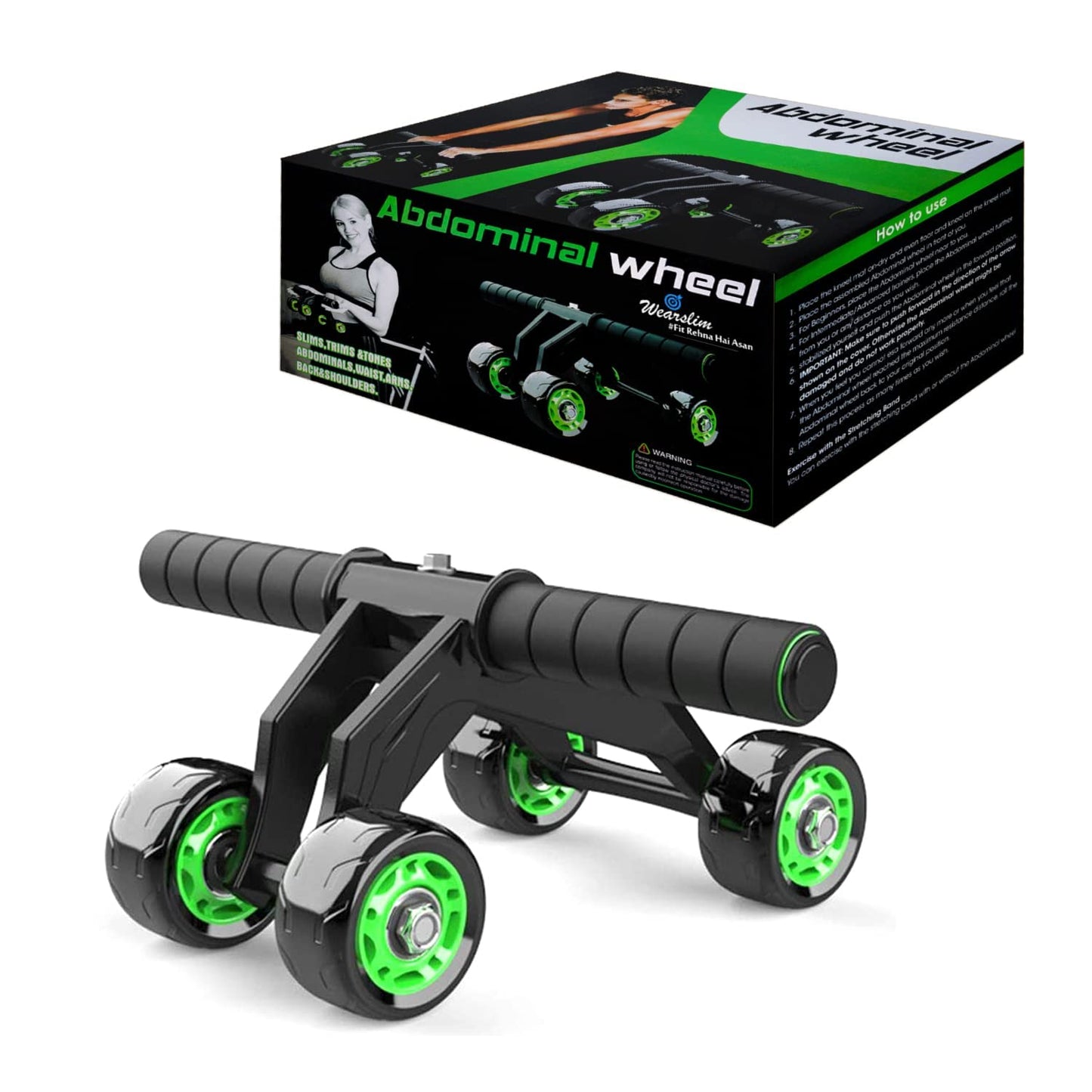 Professional Abs Workout 4 Wheel Ab Roller Perfect Home Gym Equipment for Men and Women Exercises