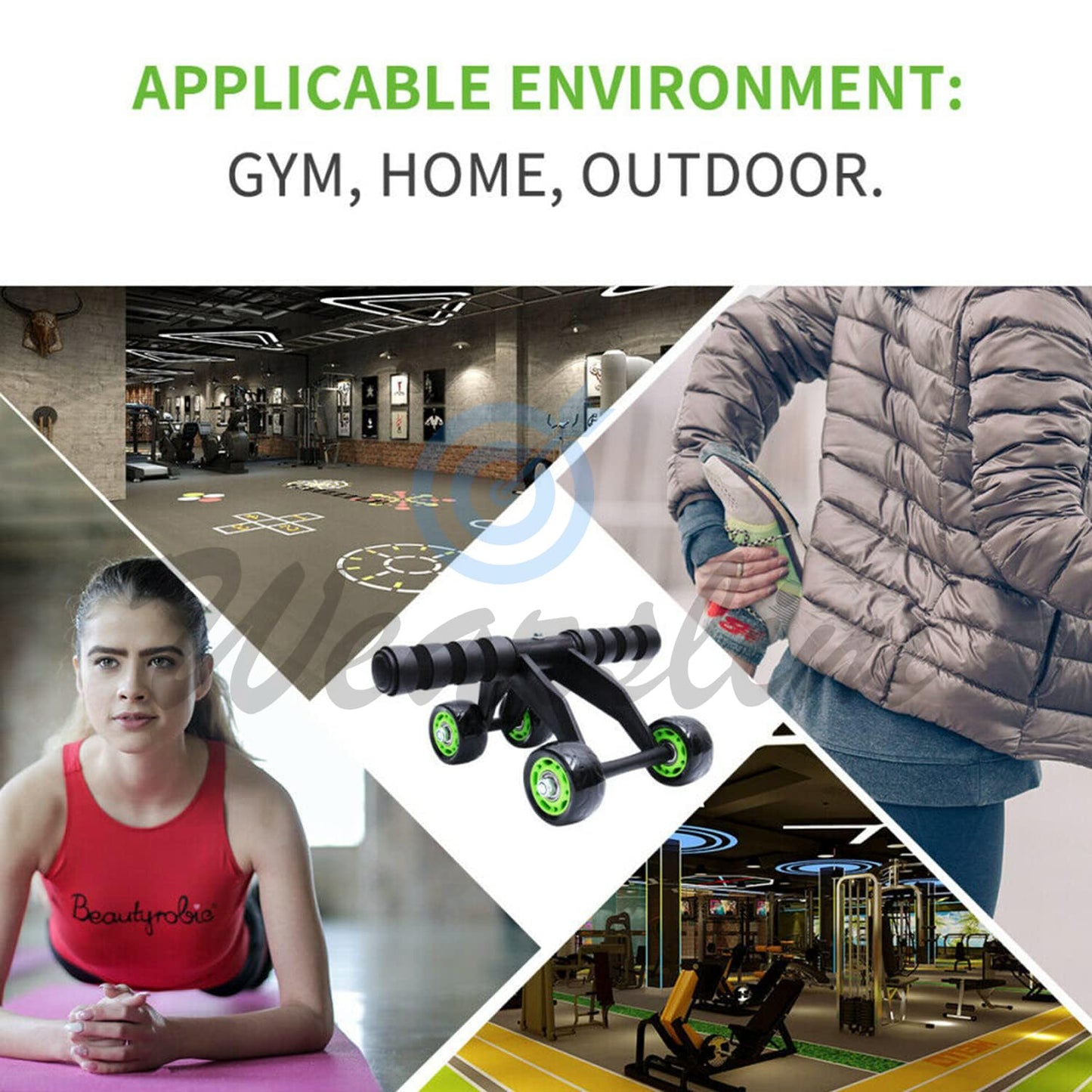Professional Abs Workout 4 Wheel Ab Roller Perfect Home Gym Equipment for Men and Women Exercises