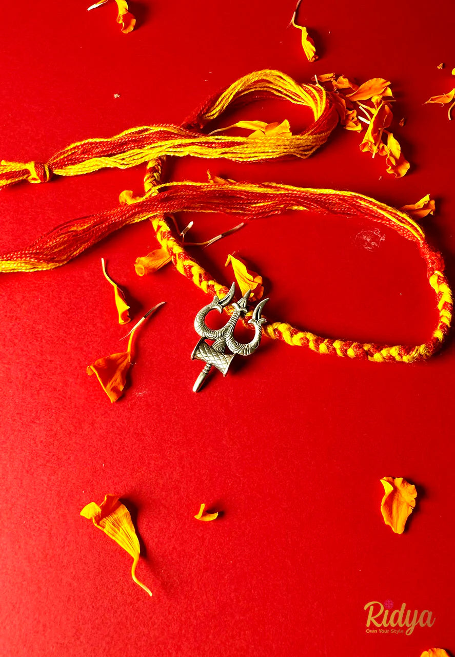 Detailed Carved Ganesha Silver plated Rakhi Cum Pendant
